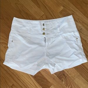 high rise white jean shorts